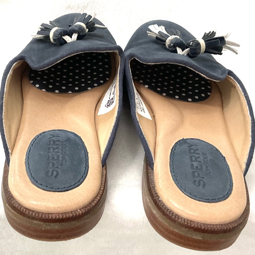 Navy Sperry Seaport Levy Tassel Mule Slides Round Toe Loafer Size 6 - Picture 7 of 15